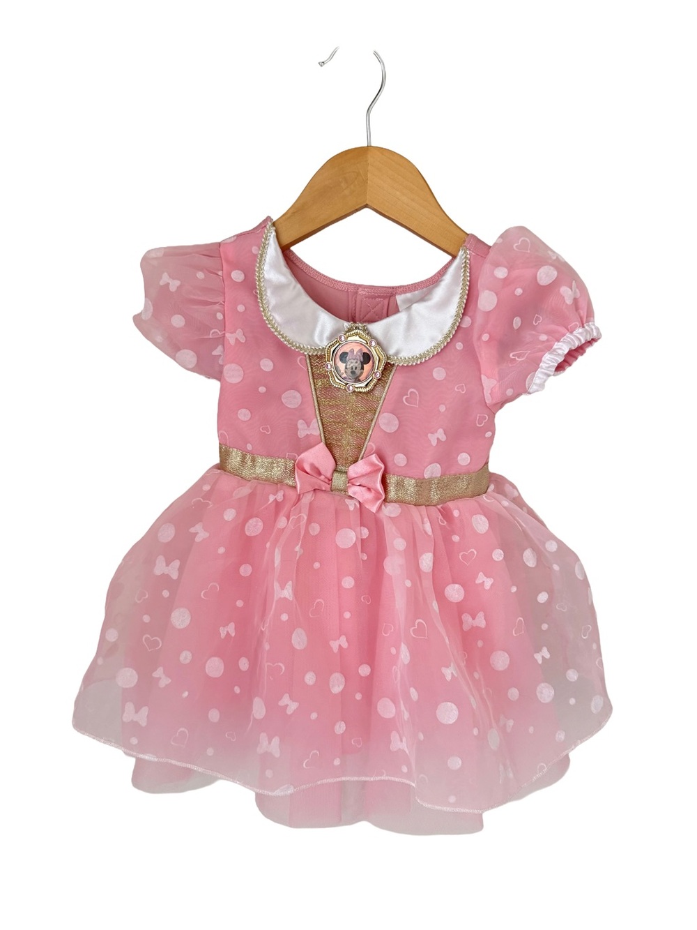 Disney Minnie Mouse Pink Princess Dress with Gold Trim Size 6-12 months